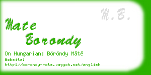 mate borondy business card