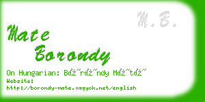 mate borondy business card